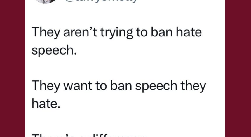 They aren't try to ban hate speech.